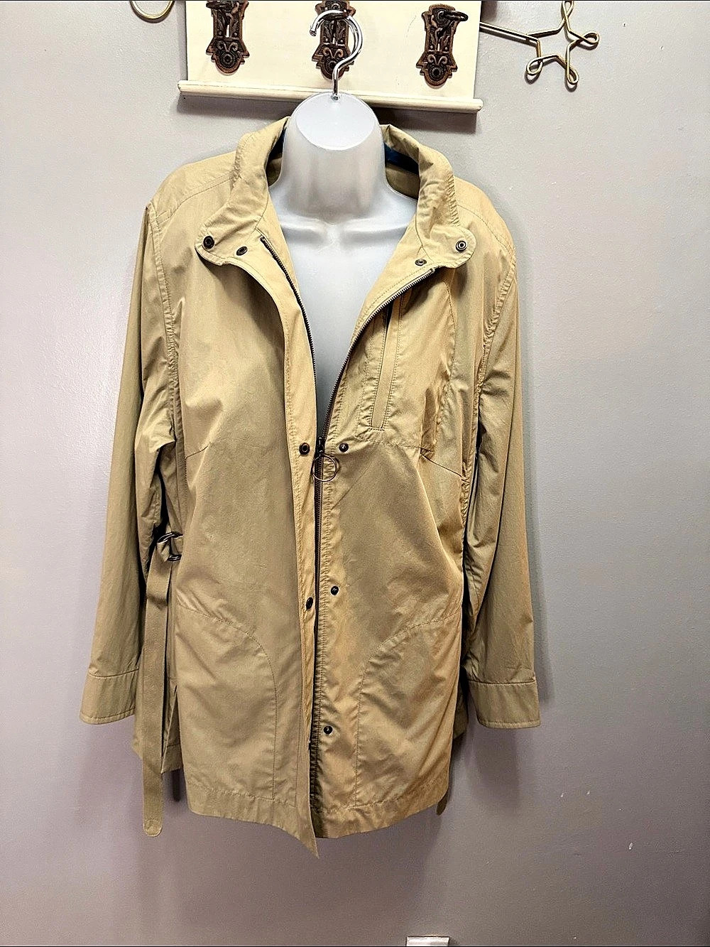NWT AKRIS  Punto Khaki Cotton Utility Jacket Size 16